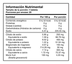 Información nutrimental de Electro Mom