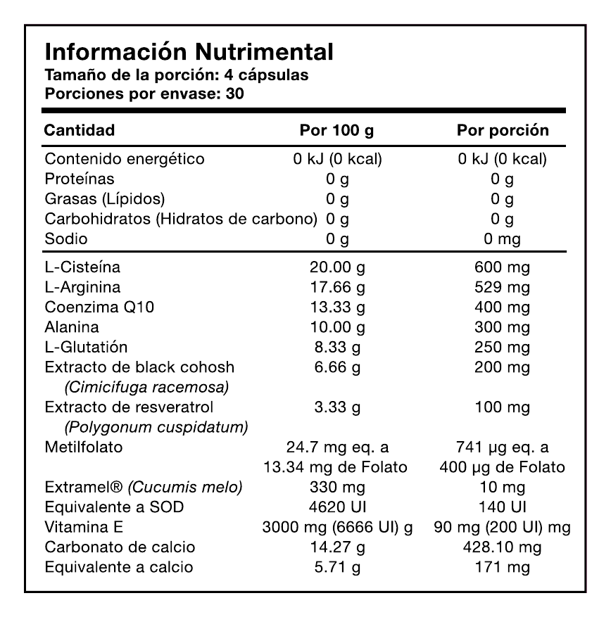 Información nutrimental de HER